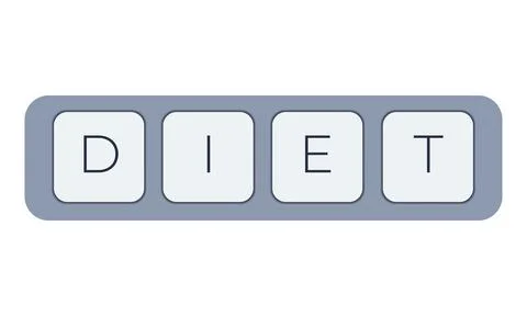 Computer keyboard key with key diet. Keyboard keys icon button Illustrazione stock