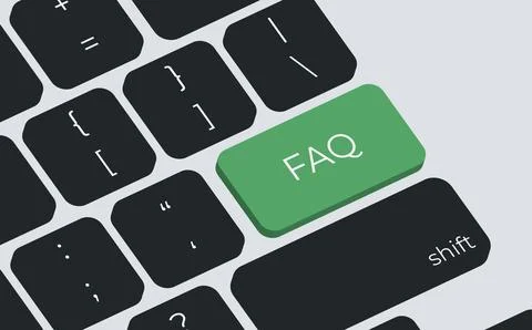 Computer keyboard key with key FAQ. Keyboard keys icon button Stock Illustration