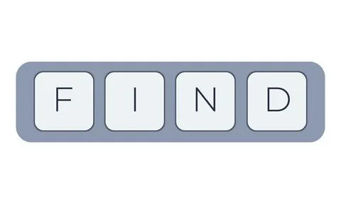Computer keyboard key with key find. Keyboard keys icon button Stock Illustration
