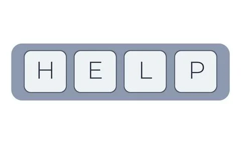 Computer keyboard key with key help. Keyboard keys icon button Illustrazione stock