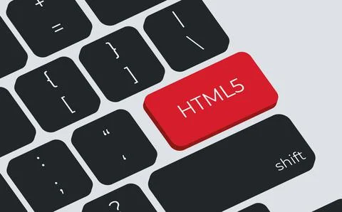 Computer keyboard key with key HTML5. Keyboard keys icon button Stock Illustration