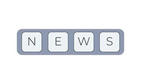 Computer keyboard key with key news. Keyboard keys icon button Illustrazione stock
