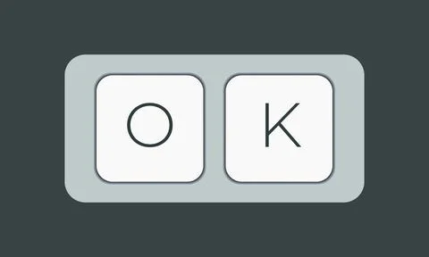 Computer keyboard key with key ok. Keyboard keys icon button Stock Illustration