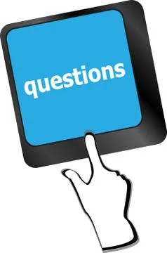Computer keyboard key with key questions, closeup Stock Illustration