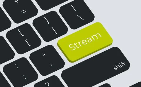 Computer keyboard key with key stream. Keyboard keys icon button Stock Illustration