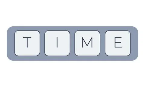 Computer keyboard key with key time. Keyboard keys icon button 4 库存插图