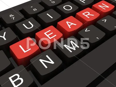 Computer keyboard with key learn, internet education concept Stock Illustration