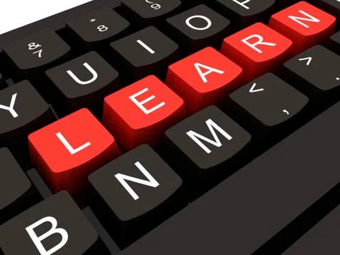 Computer keyboard with key learn, internet education concept Illustration