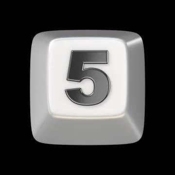 Computer keyboard key number FIVE 5 3D Stock Illustration