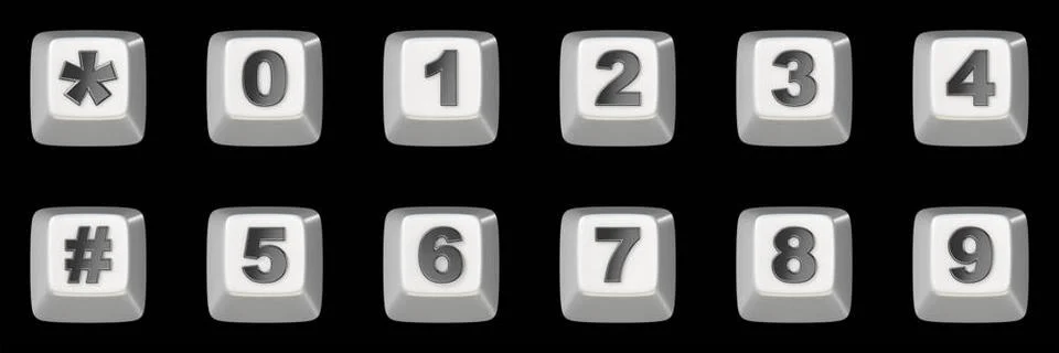 Computer keyboard key NUMBERS 3D Computer keyboard key NUMBERS 3D render i... Stock Photos