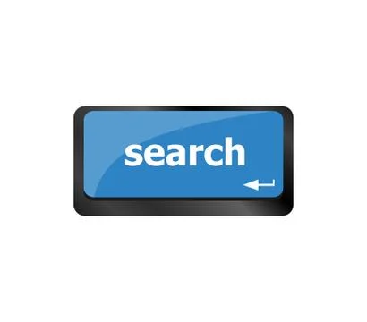 Computer keyboard key with search enter button Stock Illustration
