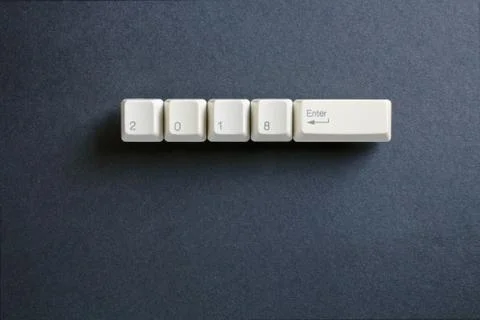 Computer keyboard keys with 2018 on computer keyboard keys. Foto stock