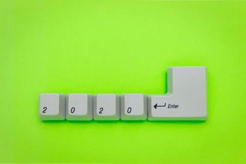 Computer keyboard keys with 2020 enter written using the white buttons Stock Photos