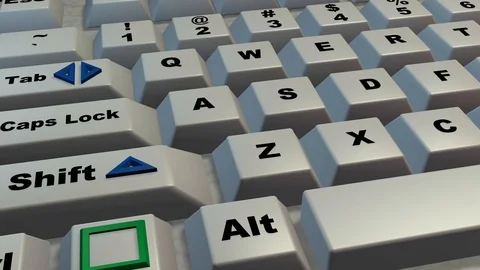 Computer keyboard , keys . Clean surface. Extreme close up, Camera zoom out. Stock Footage 100569033
