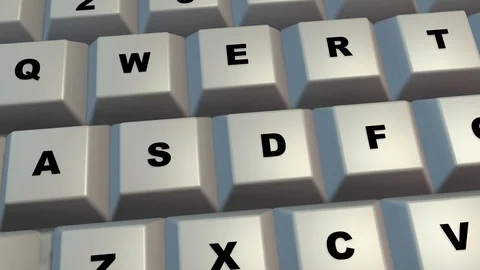 Computer keyboard , keys . Clean surface. Close up, Camera fly over animation Stock Footage 100569035