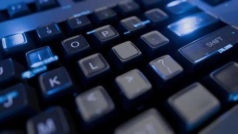 Computer keyboard keys. Programming. Hacking. Hacking. Working on a computer. Stock Footage 323474376