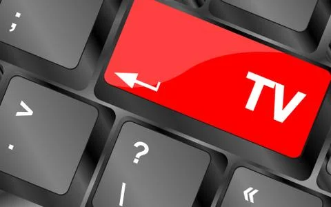 Computer keyboard keys with tv button 스톡 일러스트