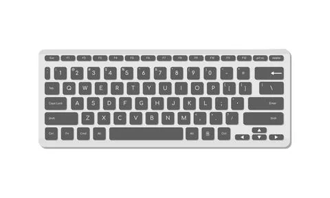 The computer keyboard is light with gray buttons and symbols. A modern image of Stock Illustration