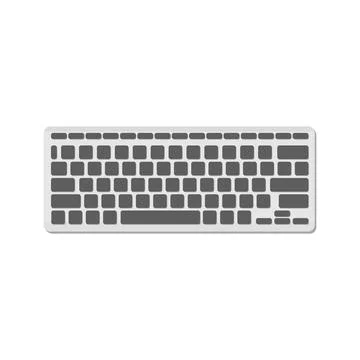 The computer keyboard is light with gray buttons and no symbols. A modern image Stock Illustration