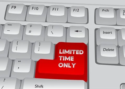 Computer Keyboard with Limited Time Only text. Close-up of an electronic Comp Stock Illustration