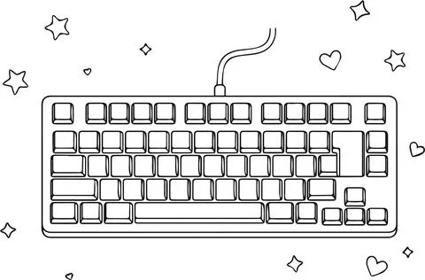 Computer keyboard line art, minimal simple vector illustration Stock Illustration