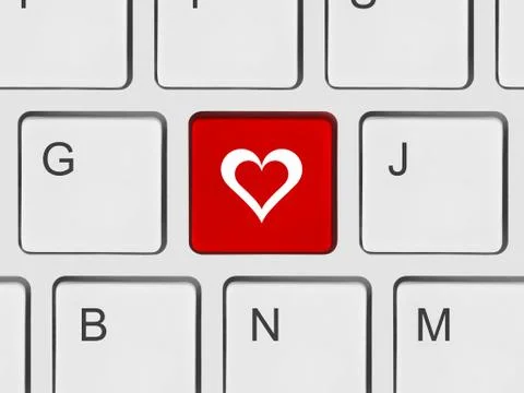 Computer keyboard with love key Stock Photos