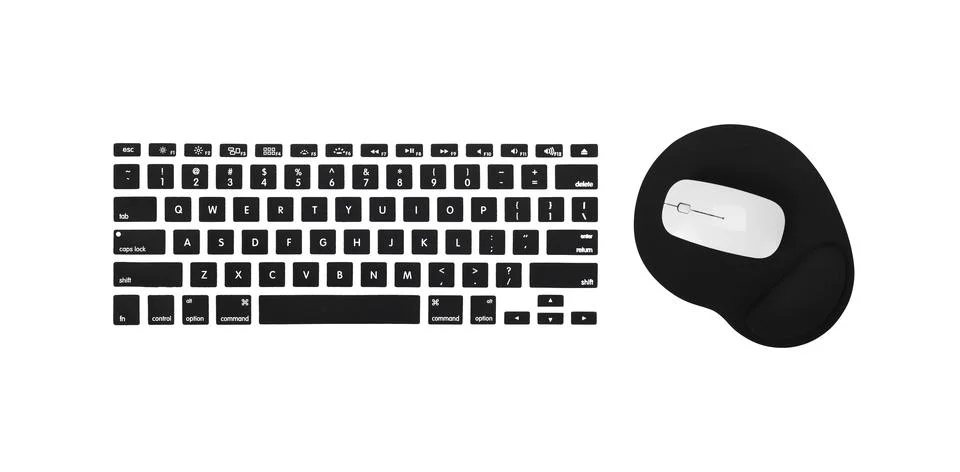 Computer keyboard, mouse and mousepad Stock Photos