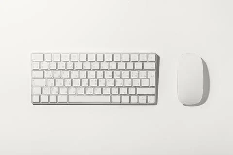 Computer keyboard with mouse on white background Stock Photos