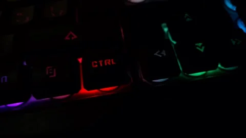 Computer keyboard with multi-color backlight Stock Footage 313679616