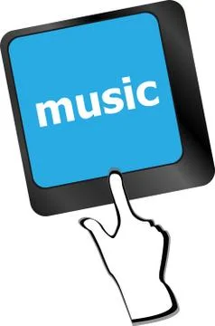 Computer keyboard with music key - technology background Illustrazione stock