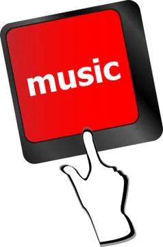 Computer keyboard with music key - technology background 스톡 일러스트