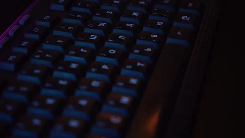 Computer keyboard in neon light Stock Footage 132607599