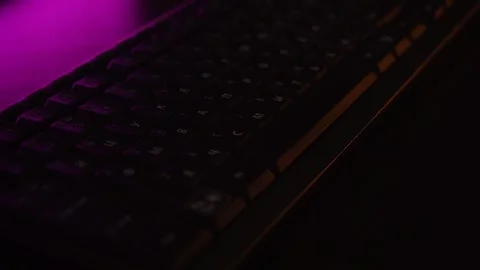 Computer keyboard in neon light Stock Footage 132607618