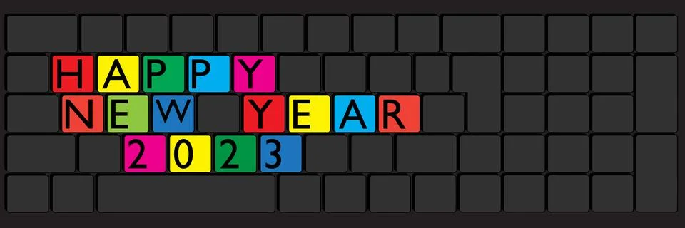 Computer Keyboard with New Year text. Close-up of an electronic Computer Devi Stock Illustration