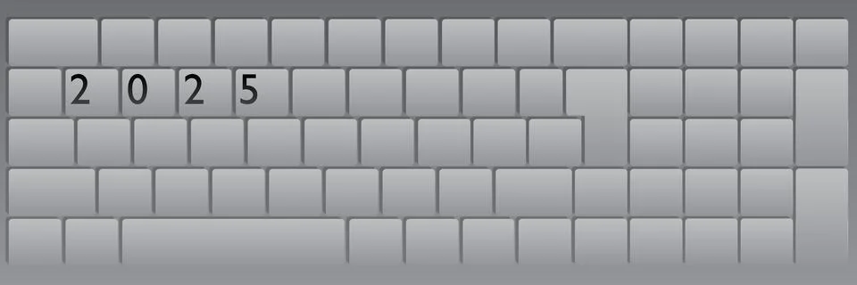 Computer Keyboard with number 2025. Close-up of an electronic Computer Devi.. Stock-Illustration