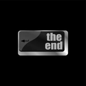 Computer keyboard with one key showing the warning words the end Illustrazione stock