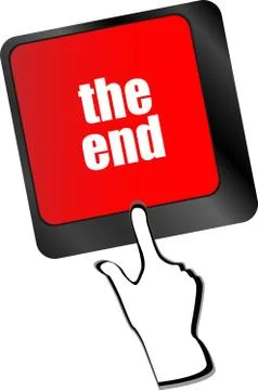Computer keyboard with one key showing the warning words the end Illustrazione stock