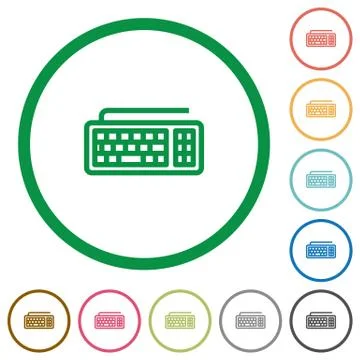 Computer keyboard outlined flat icons 스톡 일러스트