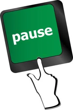 Computer keyboard with pause key - business concept Illustrazione stock