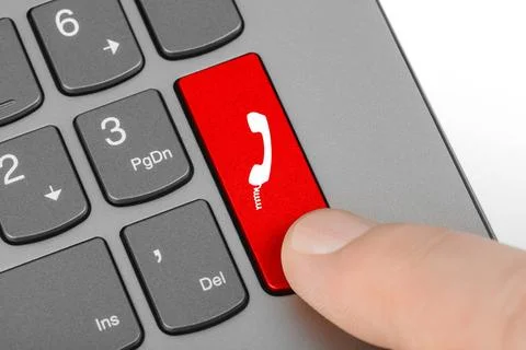 Computer keyboard with phone key Computer keyboard with phone key - commun... Foto stock
