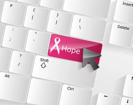 Computer keyboard - pink key hope, close-up 스톡 일러스트