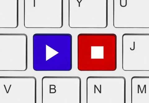 Computer keyboard with Play and Stop keys Foto stock