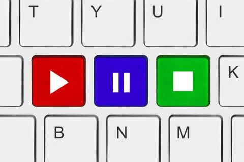 Computer keyboard with Play and Stop keys Foto stock