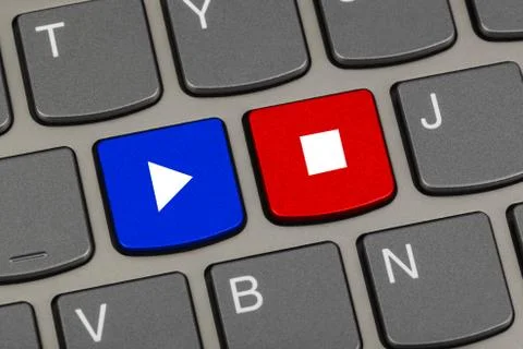 Computer keyboard with Play and Stop keys Foto stock