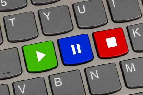 Computer keyboard with Play and Stop keys Foto stock