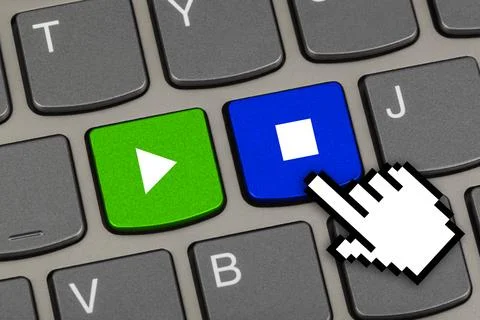 Computer keyboard with Play and Stop keys Foto stock