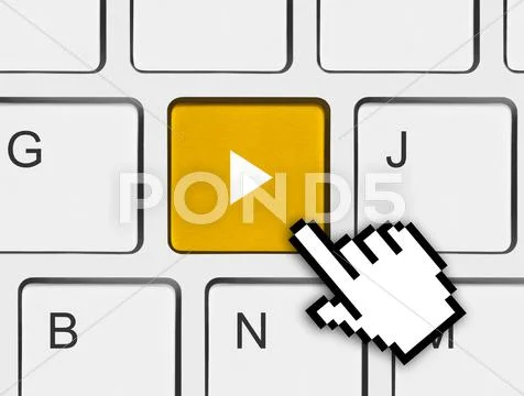 Computer keyboard with Play key Stock Photos