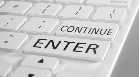 Computer keyboard press enter to continue computer keyboard press enter to... Stock Photos