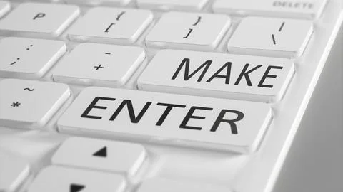 Computer keyboard press enter to make 3d illustration Stock Illustration