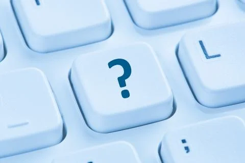 Computer keyboard question mark help blue symbol Stock Photos